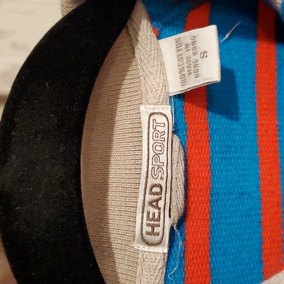 VINTAGE Head Sport Blue & Orange Striped Polo Women Small - Picture 3 of 6